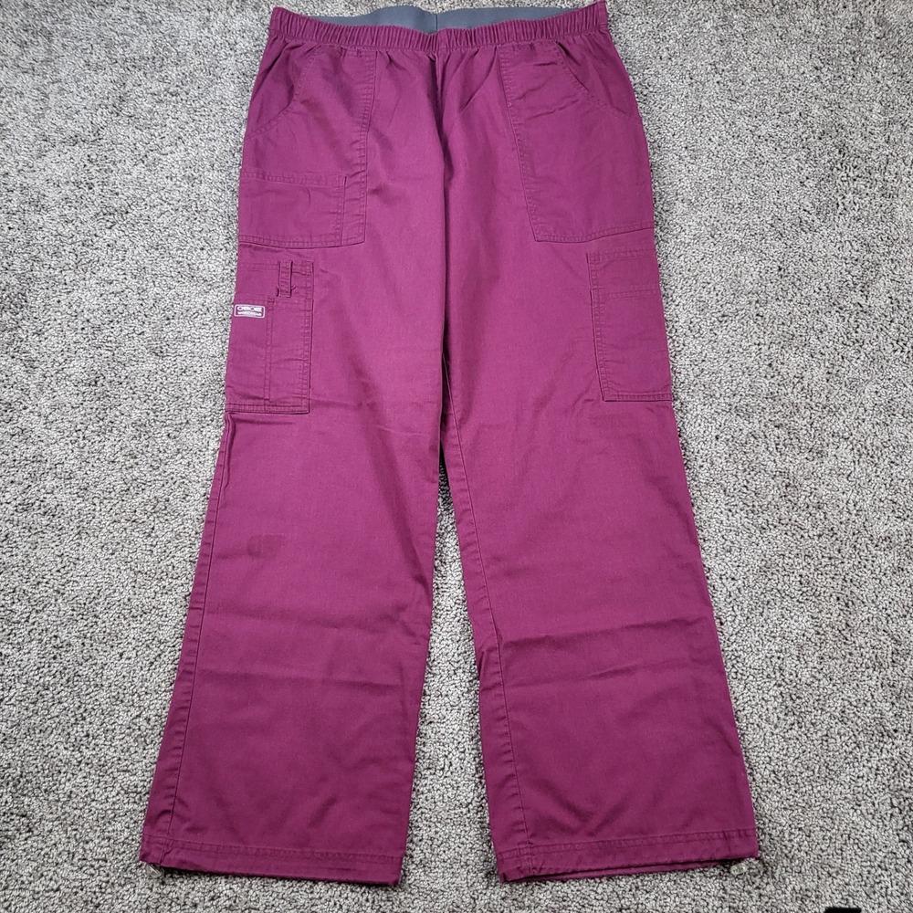 Cherokee Workwear 4005 Cargo Scrub Pants Womens Large Wine Red Tactical Utility - Picture 2 of 10
